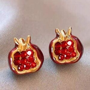 Vintage Pomegranate Studs – Exquisite Rhinestone & Glass Pavé Earrings
